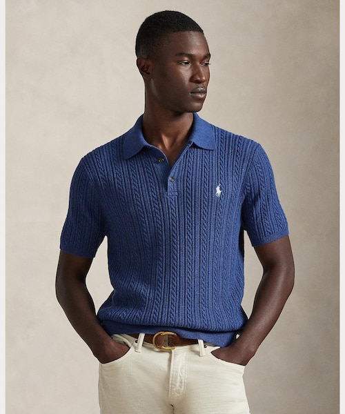ケーブルニット コットン ポロカラー セーター｜ポロ ラルフ ローレン