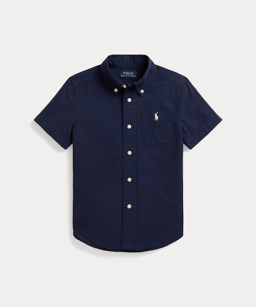 (ボーイズ 2才~7才)コットン シアサッカー ショートスリーブ シャツ