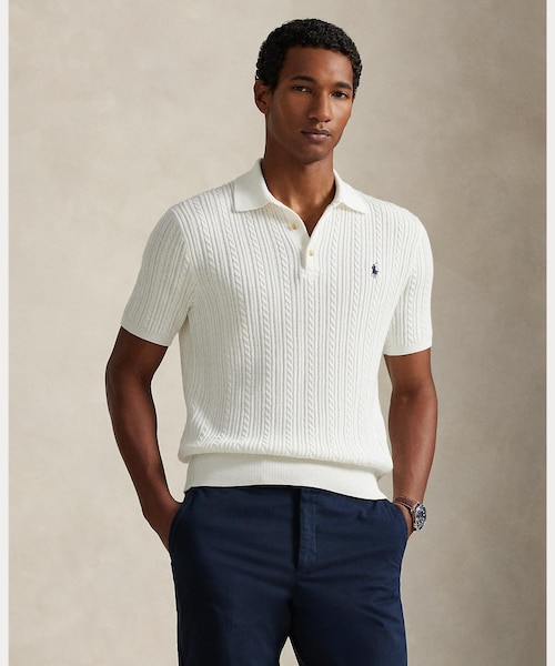 ケーブルニット コットン ポロカラー セーター｜ポロ ラルフ ローレン