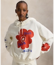 フローラル ロゴ フリース フーディ