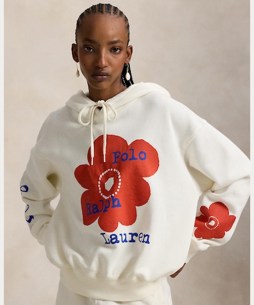 フローラル ロゴ フリース フーディ