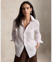 クラシック フィット ストライプド リネン シャツ