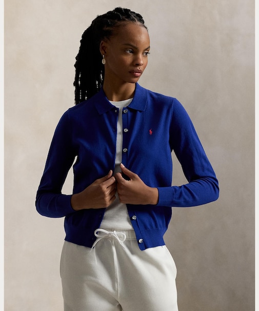 ポロカラー ボタンド カーディガン