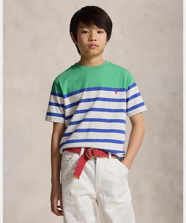 (ボーイズ 8才～20才)ストライプド コットン ジャージー Tシャツ