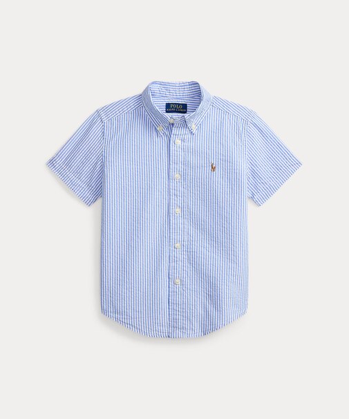 (ボーイズ 2才～7才)ストライプド コットン シアサッカー シャツ