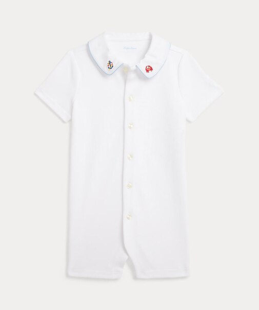 (ベビー)エンブロイダリーカラー コットン ショートオール