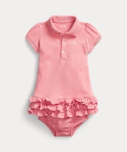 (ベビー)ラッフルド コットン ポロ ドレス & ブルマー