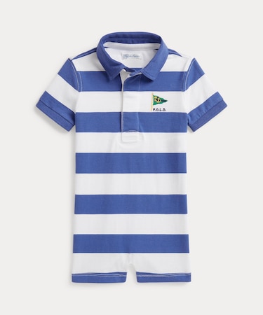 (ベビー)ノーティカルインスパイアード コットン ラグビー ショートオール