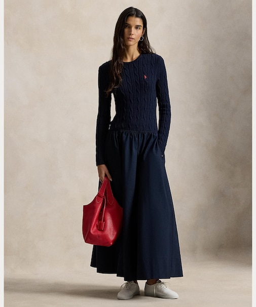 ケーブルニット ボディス コットン ドレス