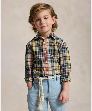 (ボーイズ 2才～7才)チェック コットン マドラス シャツ