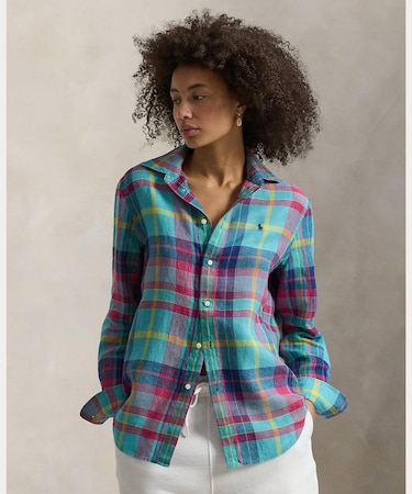 クラシック フィット チェック リネン シャツ