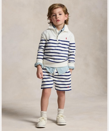 (ボーイズ 2才～7才)ストライプド フレンチ テリー ショートパンツ