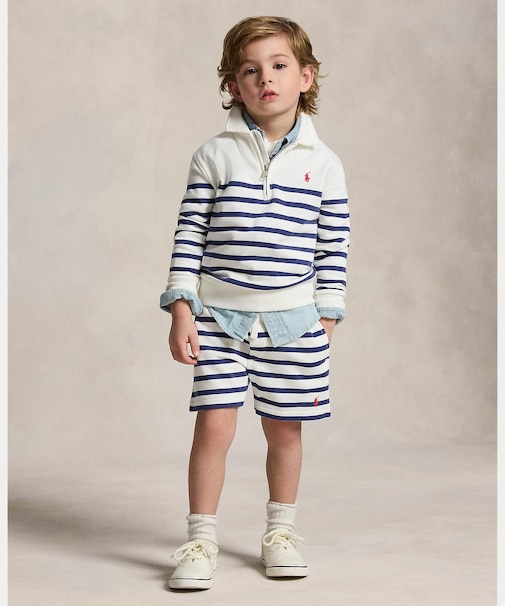 (ボーイズ 2才～7才)ストライプド フレンチ テリー ショートパンツ