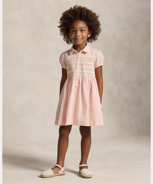(ガールズ 2才～6才)ストライプド コットン シアサッカー ドレス