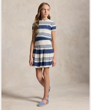 (ガールズ 7才～16才)ストライプド ケーブル コットン セーター & スカート