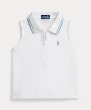 (ガールズ 7才～16才)ストレッチ メッシュ ハーフジップ ボクシー ポロシャツ