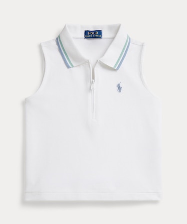 (ガールズ 7才～16才)ストレッチ メッシュ ハーフジップ ボクシー ポロシャツ