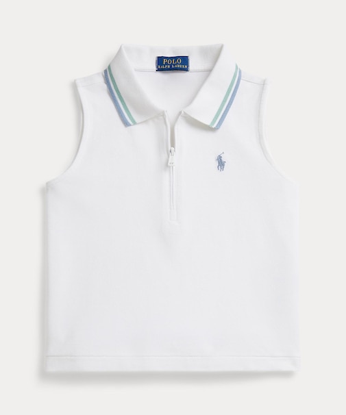 (ガールズ 7才～16才)ストレッチ メッシュ ハーフジップ ボクシー ポロシャツ