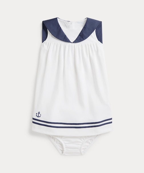 (ベビー)コットン インターロック セーラー ドレス & ブルマー