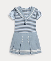 (ベビー)ジャージー セーラー トップス & シャンブレー スカート