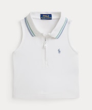 (ガールズ 2才～6才)ストレッチ メッシュ ハーフジップ ボクシー ポロシャツ