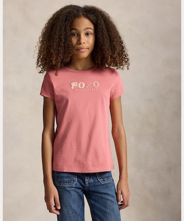 (ガールズ 7才~16才)ロゴ コットン ジャージー Tシャツ