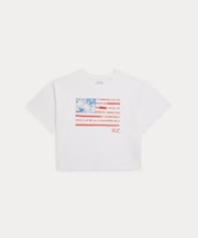 (ガールズ 7才～16才)フローラル フラッグ コットン ジャージー ボクシー Tシャツ