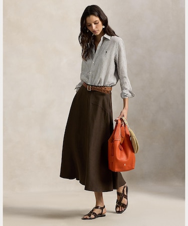 パネルド ヘンプ Aライン スカート