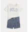 (ベビー)ロゴ コットン Tシャツ & シャンブレー カーゴ ショートパンツ