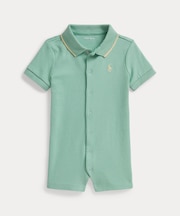 (ベビー)コットン インターロック ポロ ショートオール