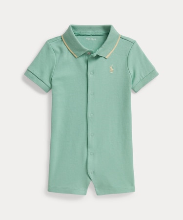 (ベビー)コットン インターロック ポロ ショートオール