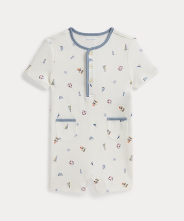 (ベビー)Polo ベア コットン ヘンリーネック ショートオール