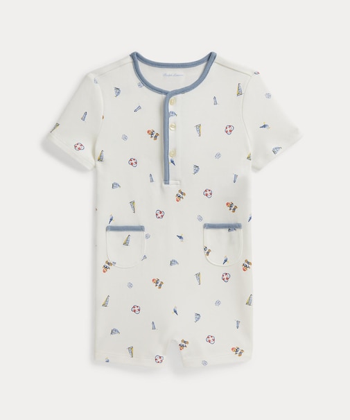 (ベビー)Polo ベア コットン ヘンリーネック ショートオール