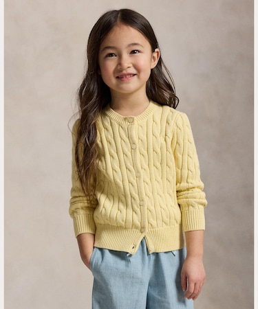 (ガールズ 2才～6才)メタリック ケーブルニット カーディガン