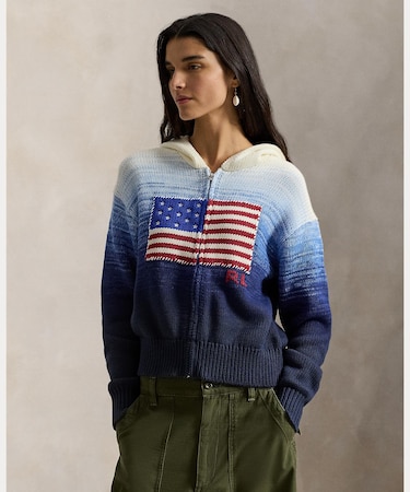 フラッグ オンブレ コットン ジップ フーディ