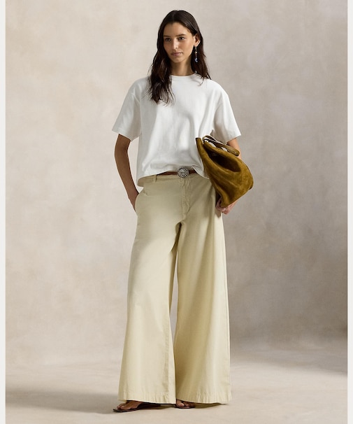 コットン リラックス ワイドレッグ パンツ