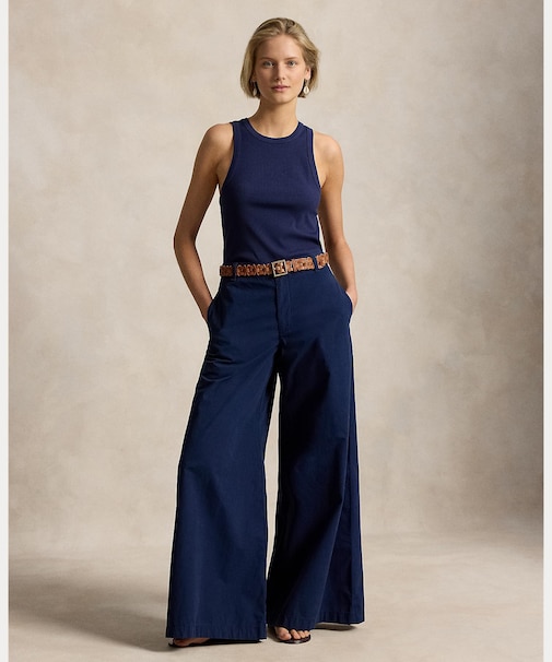 コットン リラックス ワイドレッグ パンツ