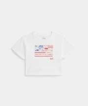 (ガールズ 2才～6才)フローラル フラッグ コットン ジャージー ボクシー Tシャツ