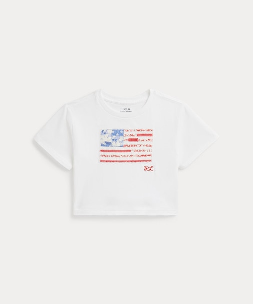 (ガールズ 2才～6才)フローラル フラッグ コットン ジャージー ボクシー Tシャツ