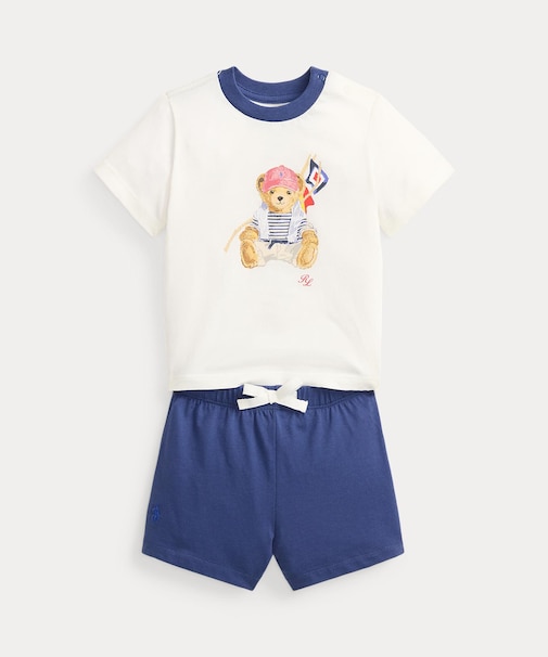 (ベビー)Polo ベア コットン ジャージー Tシャツ & ショートパンツ