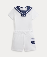 (ベビー)コットン インターロック セーラー Tシャツ & ショートパンツ