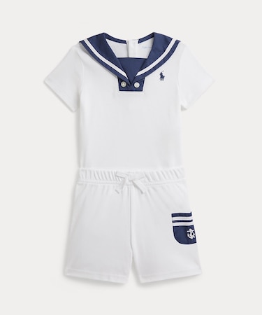 (ベビー)コットン インターロック セーラー Tシャツ & ショートパンツ