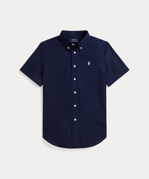 (ボーイズ 8才～20才)コットン シアサッカー ショートスリーブ シャツ