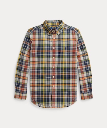 (ボーイズ 8才～20才)チェック コットン マドラス シャツ