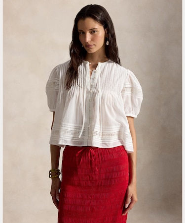 レーストリム コットン ボイル トップ