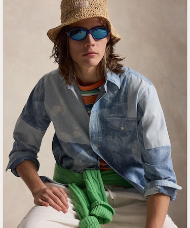 クラシック フィット パッチワーク シャンブレー シャツ