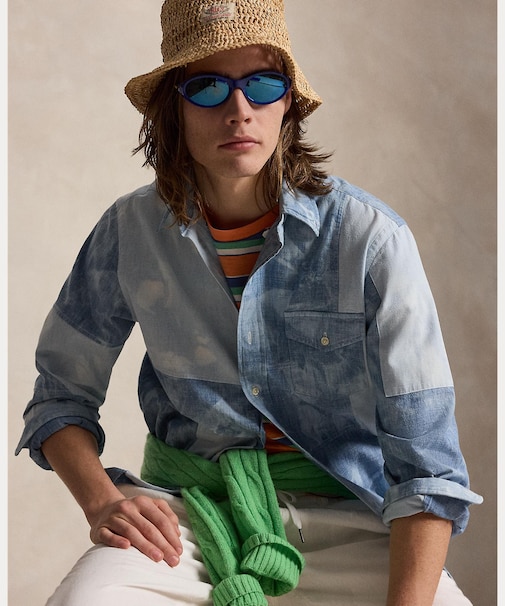 クラシック フィット パッチワーク シャンブレー シャツ