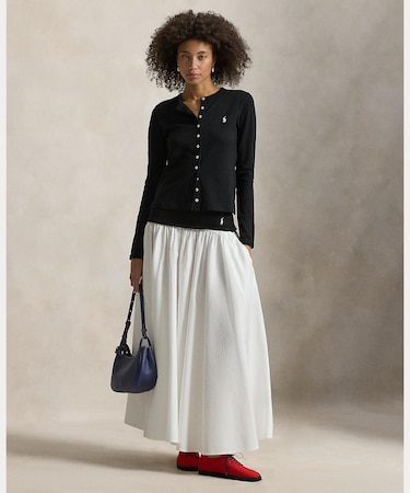 コントラストウエストバンド Aライン スカート