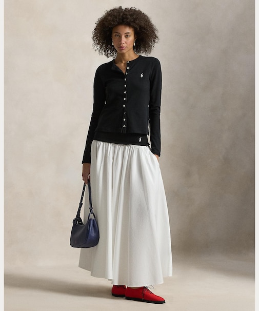 コントラストウエストバンド Aライン スカート