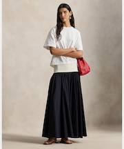 コントラストウエストバンド Aライン スカート
